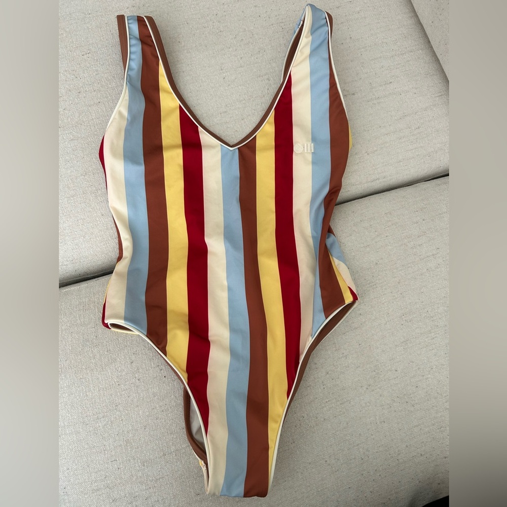 Solid & Striped The Michelle Multi color striped one piece size SMALL